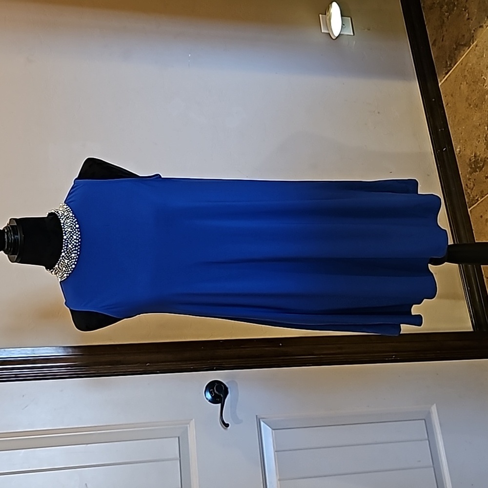 Nik and Nash royal blue dress with pearl and rhinestone  collar size small